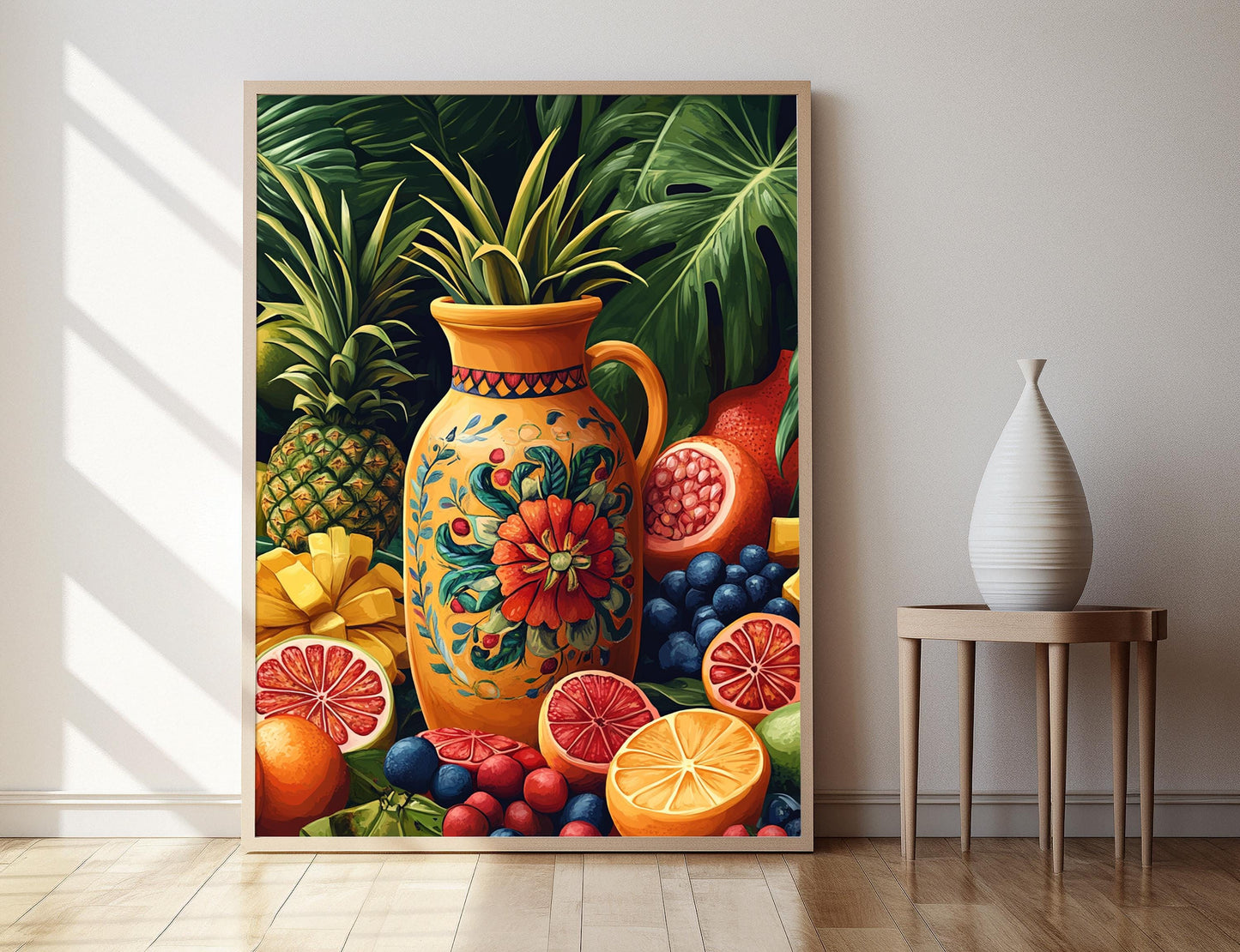 Affiche Agua Fresca – Impression d'art jarre en terre cuite avec motifs Otomi