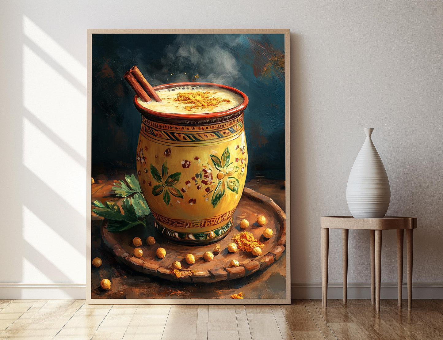 Affiche Sattu – Poster Art Print avec Tasse en Argile et Motifs du Bihar