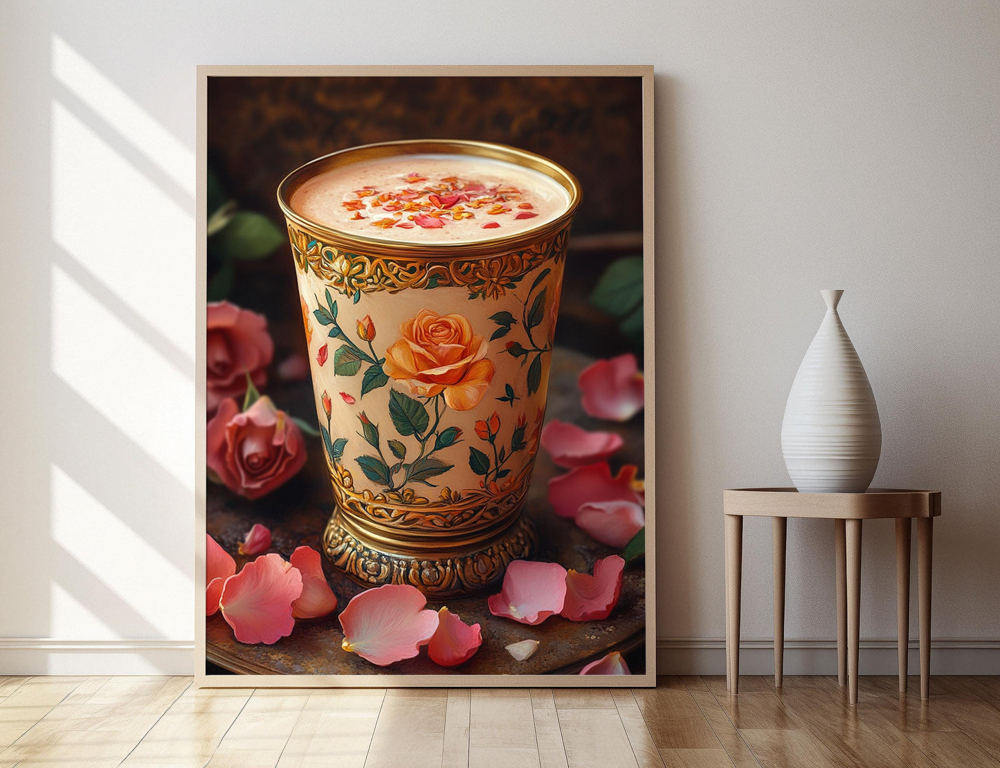 Affiche Rose Milk – Print Art Floral avec Tumbler en Lait de Rose