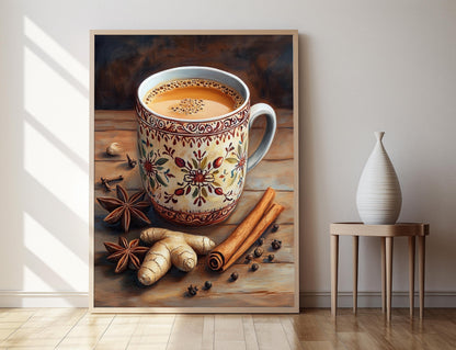Affiche Masala Chai – Illustration de Tasse en Céramique Rajasthani