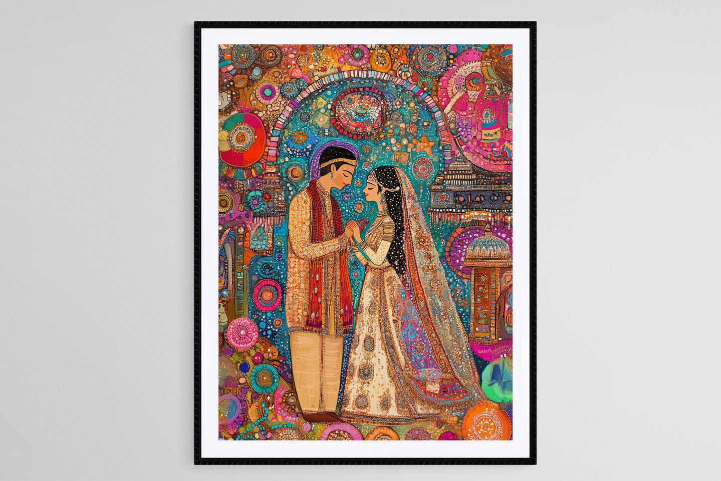 Affiche de Mariage Mithila – Impression Artiste de la Cérémonie Folklorique