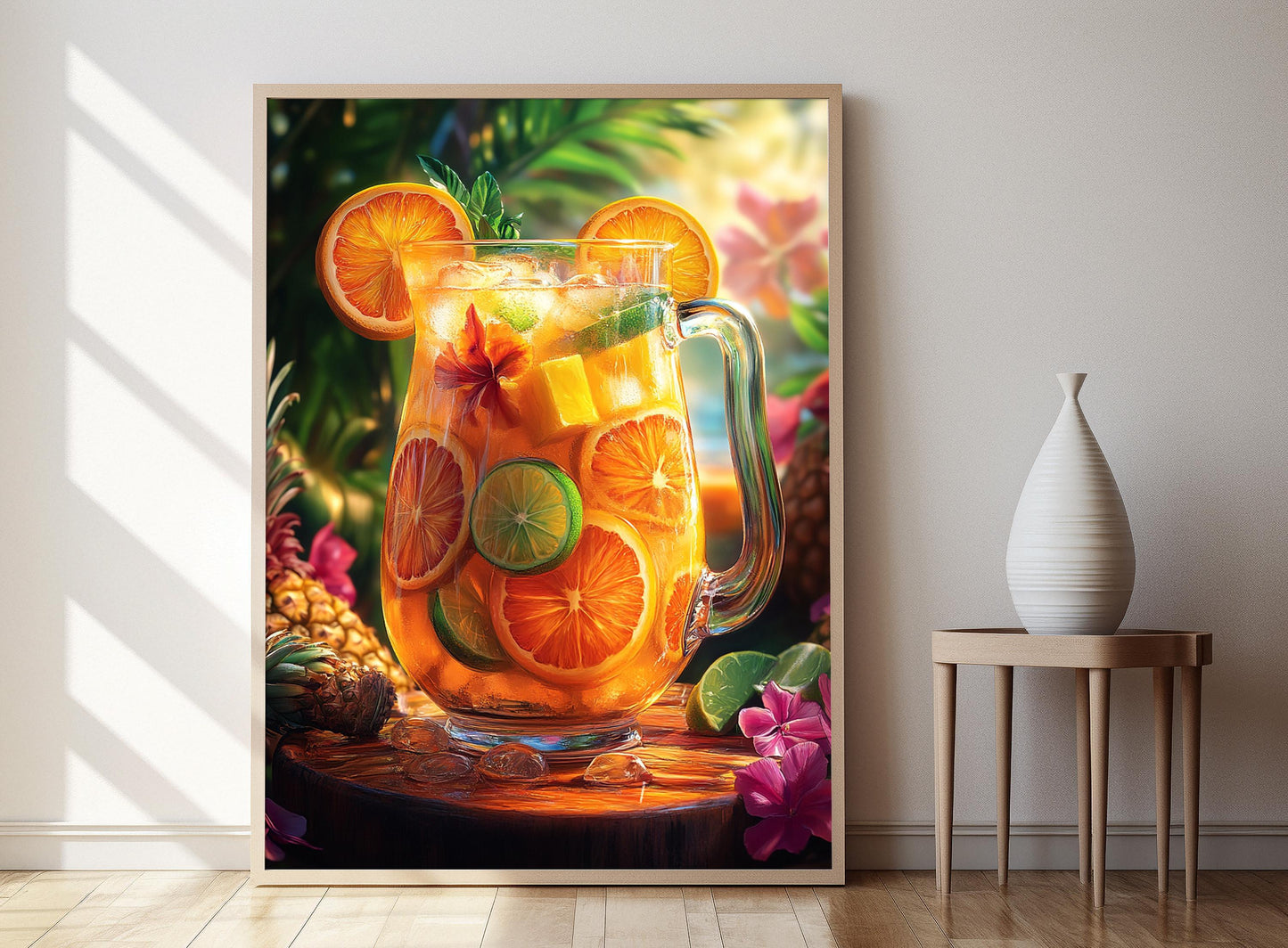 Affiche Punch aux Fruits Tropicaux – Poster Verre avec Découpes de Fruits