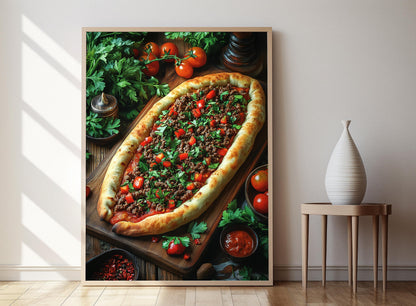 Affiche de Pide Turc – Illustration de Topping Agneau et Poivron