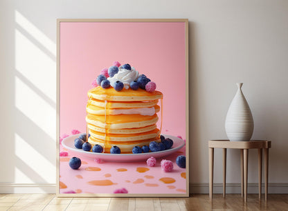 Affiche Pancakes – Poster Art avec Sirop d'érable et Myrtilles