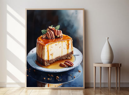 Affiche Cheesecake New York – Poster Art avec Caramel et Noix de Pécan
