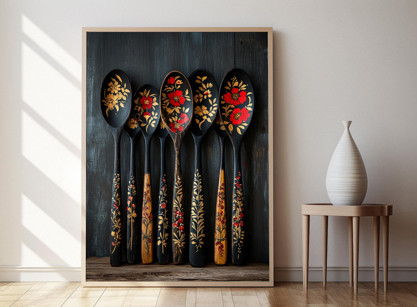 Affiche Khokhloma Russe – Impression Art de Cuillères Traditionnelles