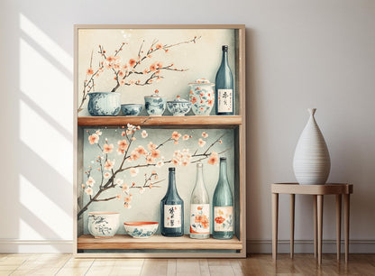 Affiche Cuisine Japonaise – Poster Art Sake et Céramiques