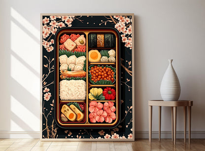 Affiche Bento Japonais – Poster Art de Cuisine Fleurs de Sakura