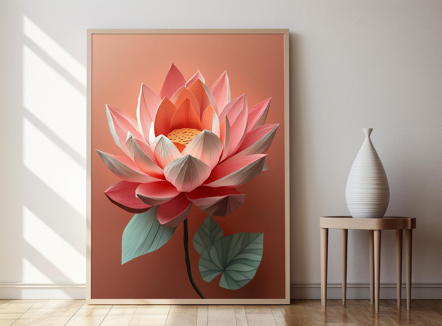 Affiche Fleur de Lotus en Origami – Art Japonais en Papier