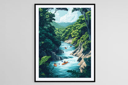 Affiche Aventure Cangrejal – Illustration des Rapides au Honduras