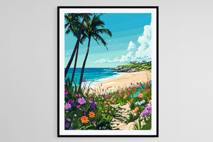 Affiche Plage Elbow – Illustration côtière de Bermudes élégante