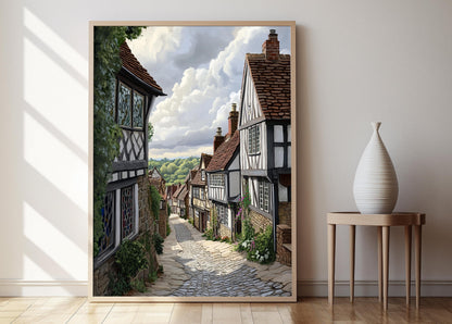 Affiche Art de Rue Tudor – Poster Maisons à colombages anglaises