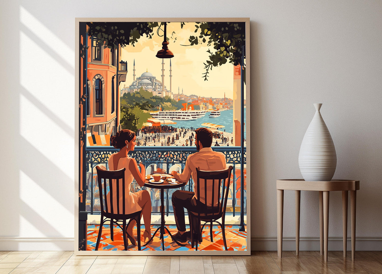 Affiche Istanbul – Poster Scène de Café Turc Romantique