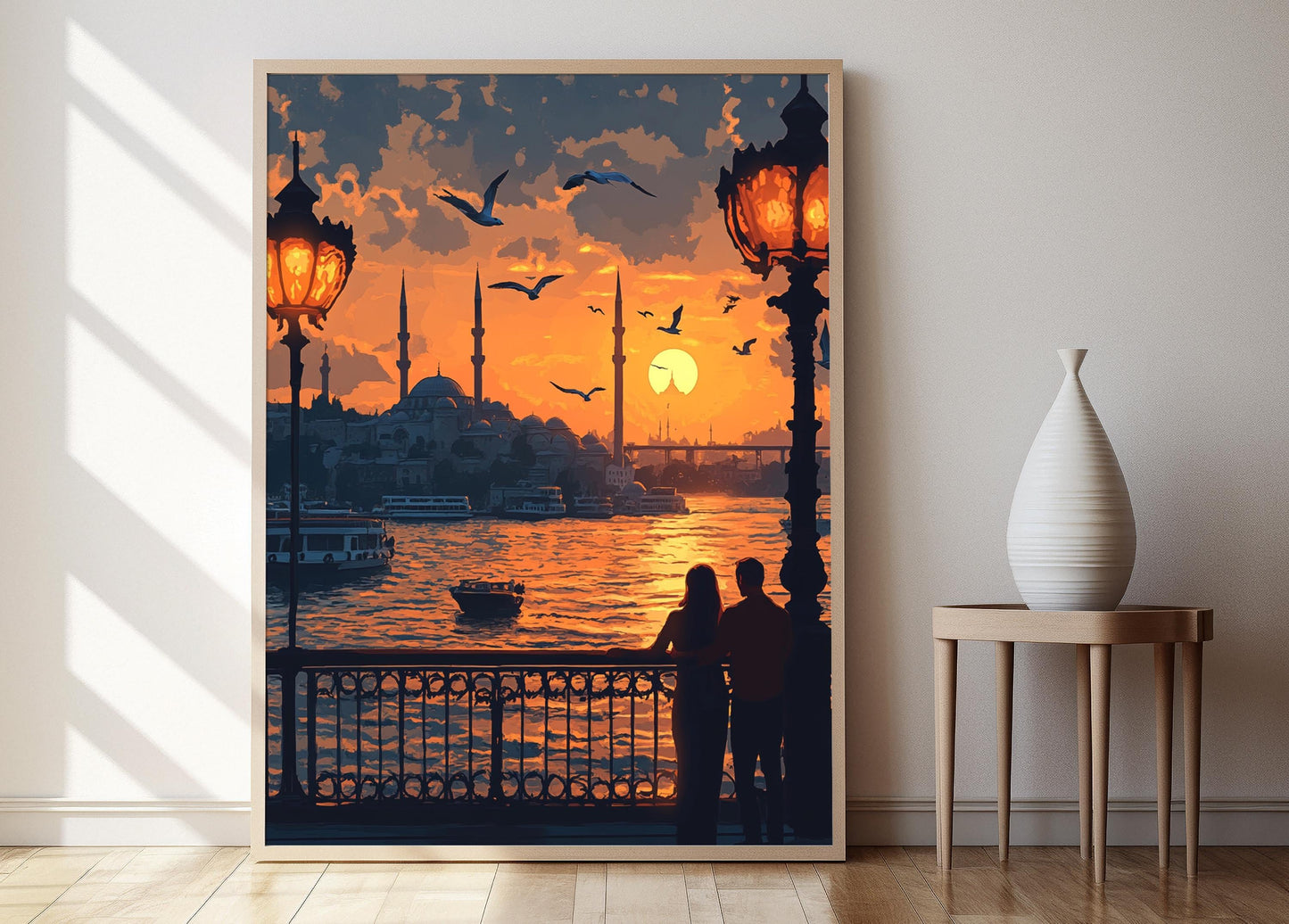 Affiche Romantique – Poster Lever de soleil romantique sur le pont de Galata