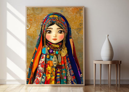 Affiche Fille Kurde – Poster Robe Traditionnelle et Broderie