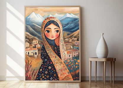 Affiche de Poupée Kurde Sulaymaniyah – Imprimé Art de Scène Villageoise