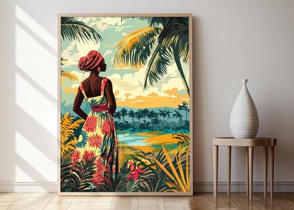 Affiche Art Batik de Côte d'Ivoire – Motifs Vibrants et Traditions