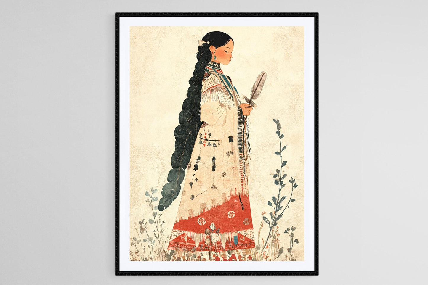 Affiche Fille Haida – Poster Illustration Amérindienne en Édition Limitée