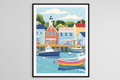 Affiche Côte Est – Poster Art de Marina et Phare du Connecticut