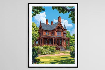 Affiche Maison Mark Twain – Tirage d'art emblématique de Hartford