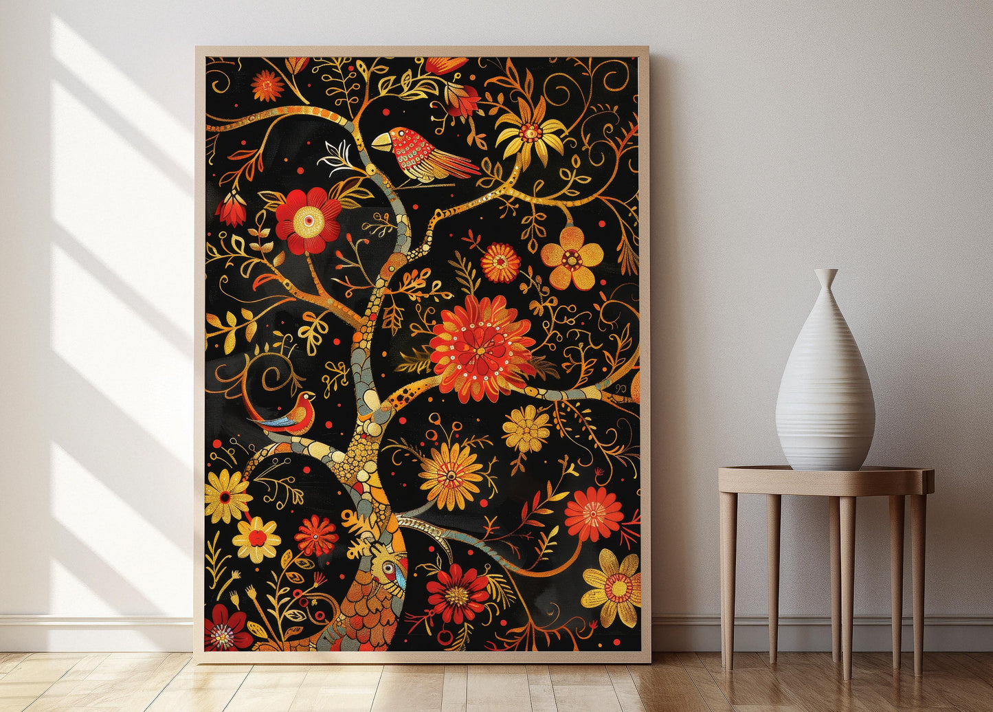 Affiche Arbre Khokhloma – Poster Art Populaire Coloré pour Bureau