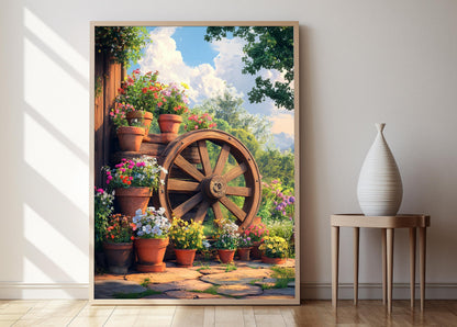 Affiche Décor Fermier Argentin – Imprimé en Bois et Fleurs