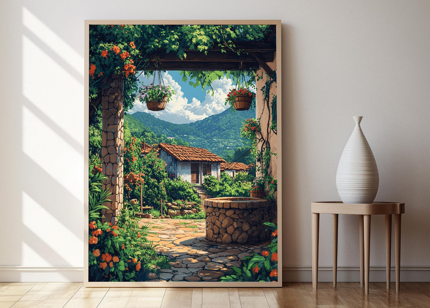 Affiche Puit en Pierre du Honduras – Poster Art Floral Rustique