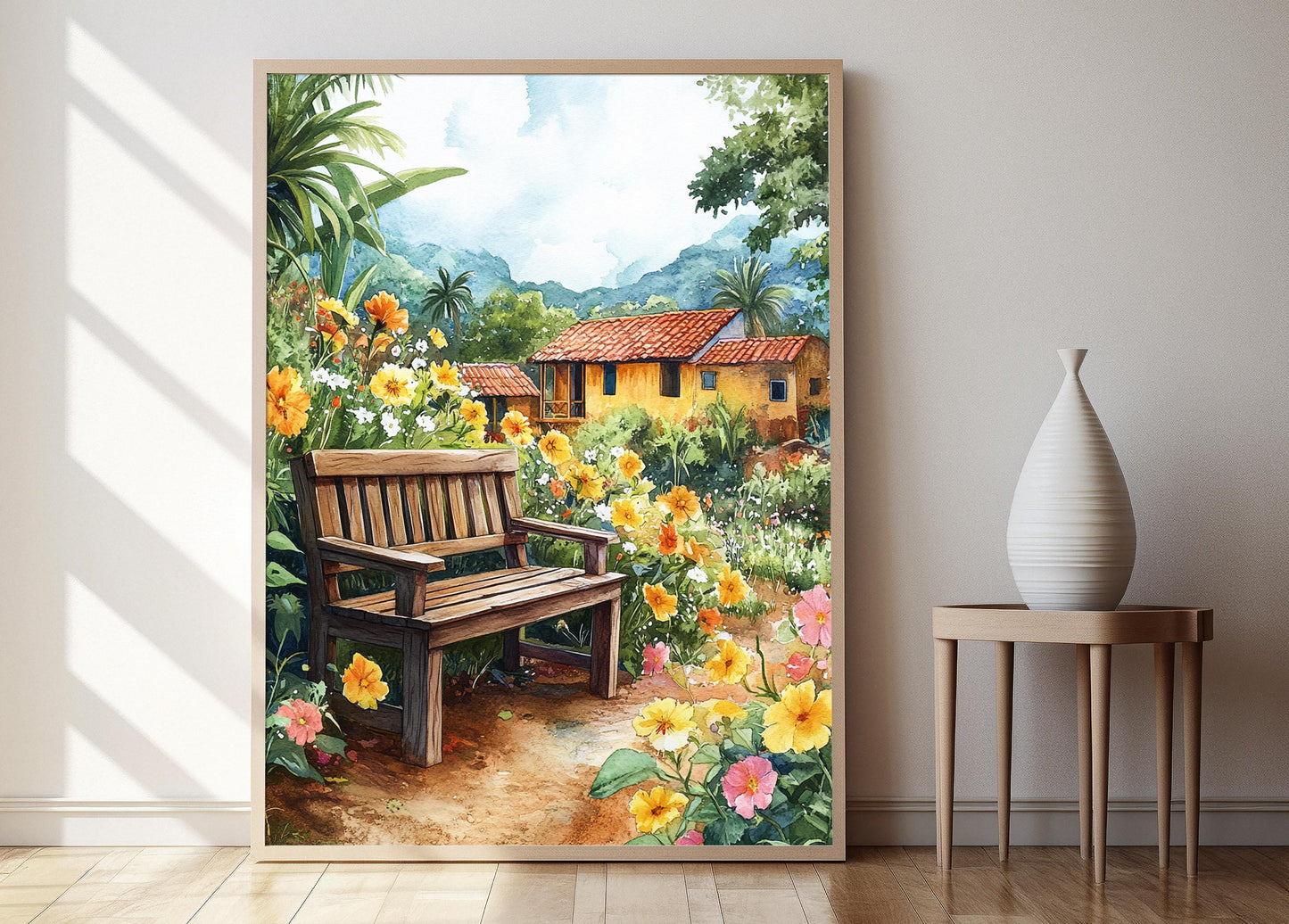 Affiche Banc de Jardin Belize – Poster Art Sauvage Champêtre