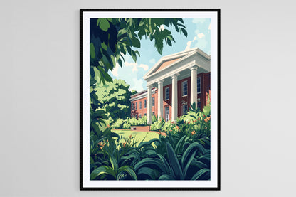 Affiche Université du Delaware – Impression Art de Memorial Hall, Scène de Campus