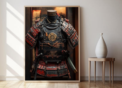 Affiche Armure de Torse Shogun – Poster Symboles de Blason Japonais