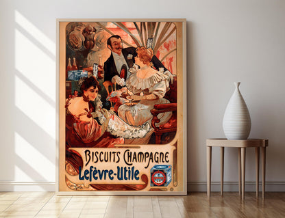 Affiche Biscuits Champagne – Poster Alphonse Mucha 1896, Élégance Vintage
