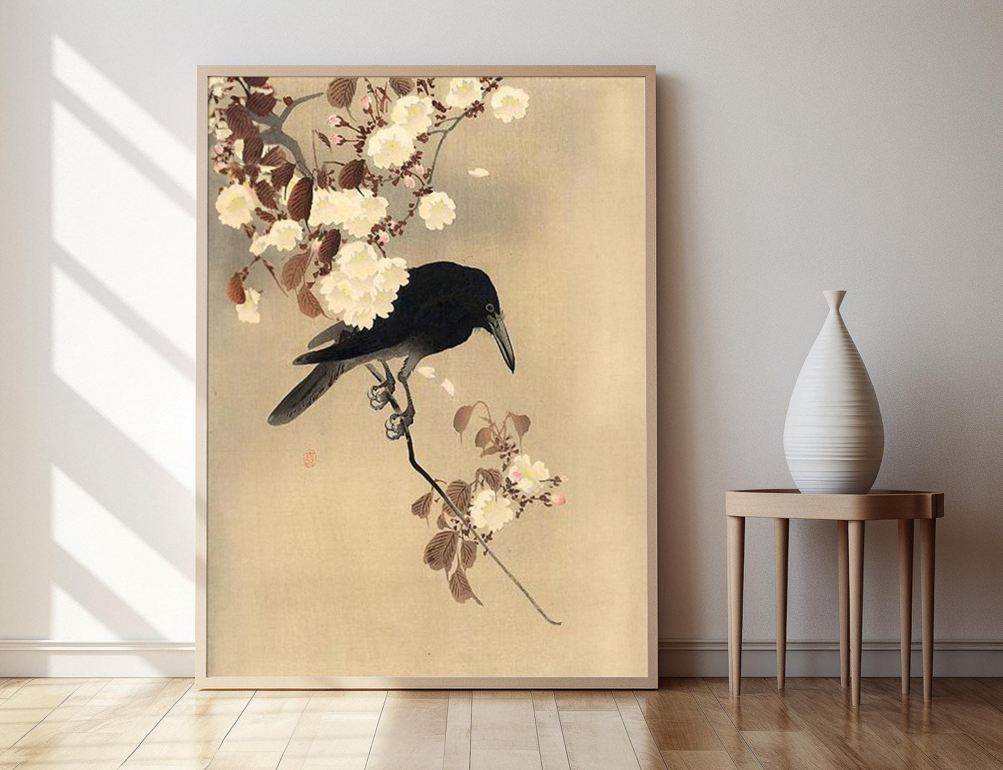 Affiche Corbeau sur une Branche de Cerisier – Impression d'Art Shin Hanga