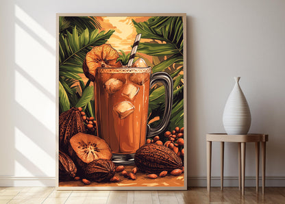 Affiche Tamarins du Costa Rica – Imprimé d'art avec pichet tropical