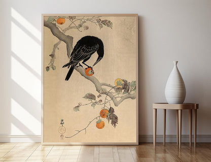 Affiche Corbeau et Kaki - Poster Art Shin Hanga Ohara Koson 1910