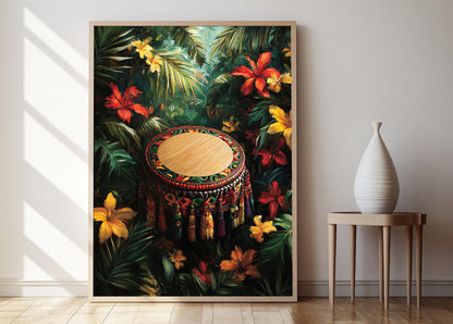 Affiche Rastafarienne – Impression artistique avec motifs colorés et fleurs