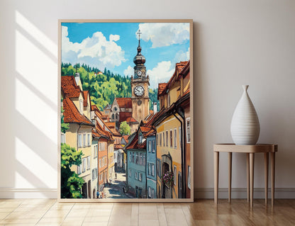 Affiche Graz – Poster Ville Médiévale Autrichienne en Art Print