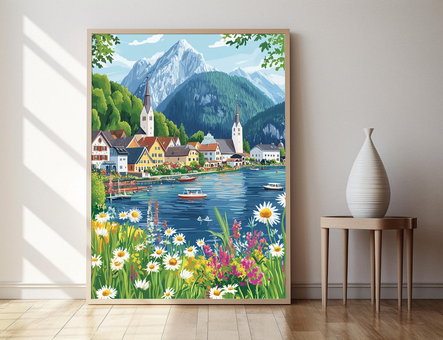 Affiche St. Gilgen – Impression artistique du lac et des montagnes autrichiennes