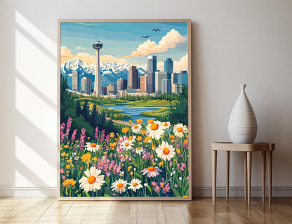 Affiche Calgary Tower – Impression artistique moderne des montagnes rocheuses