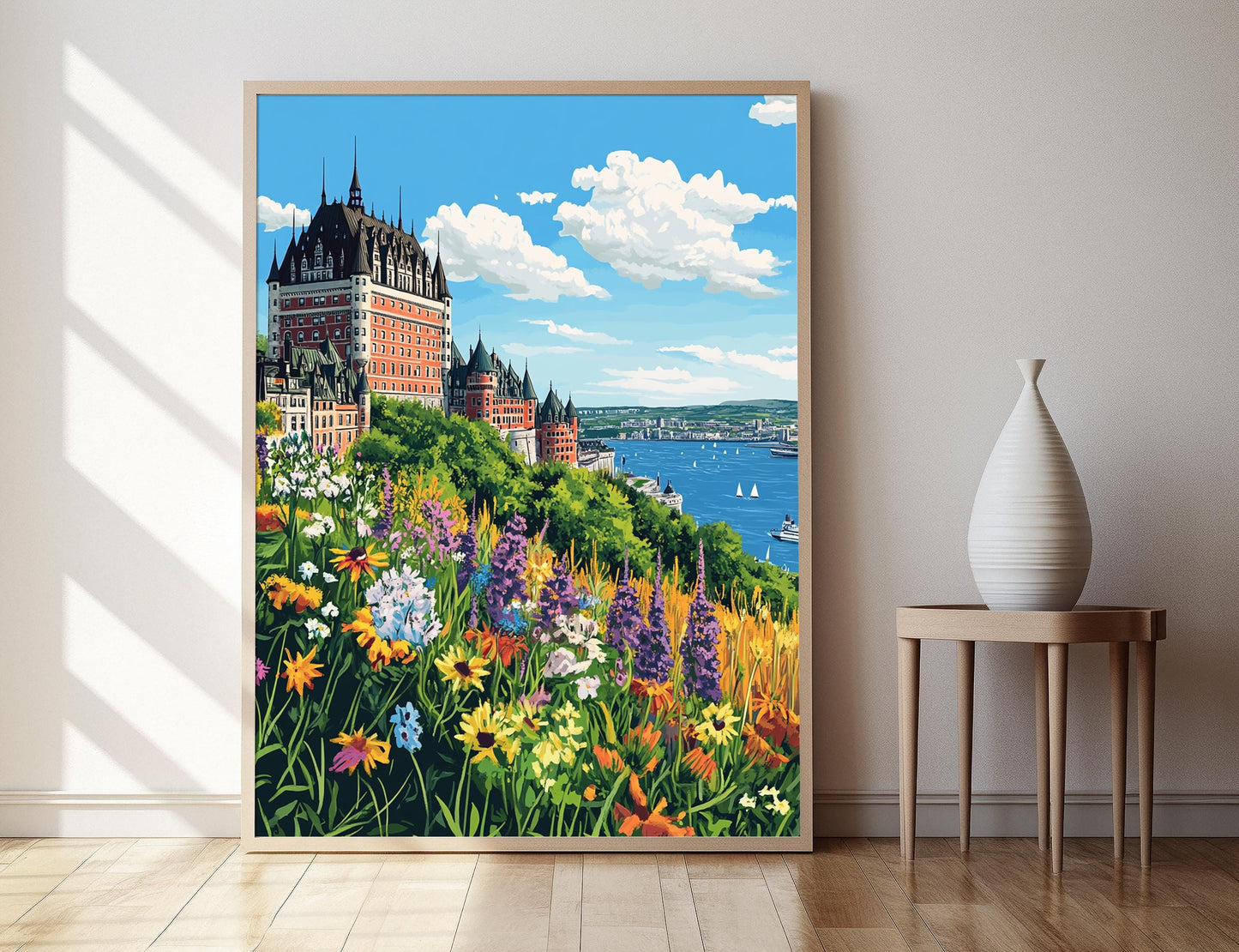 Affiche Château Frontenac – Poster Ville de Québec et fleuve Saint-Laurent