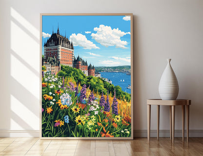 Affiche Château Frontenac – Poster Ville de Québec et fleuve Saint-Laurent