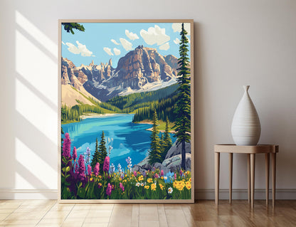 Affiche Parc National de Banff – Poster Paysage Montagnes Rocheuses & Lac Turquoise