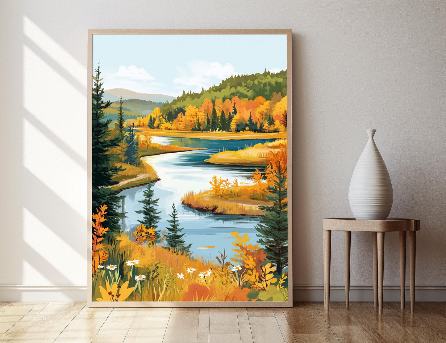 Affiche Art River Saint John – Imprimé Automnal de la Forêt du Nouveau-Brunswick