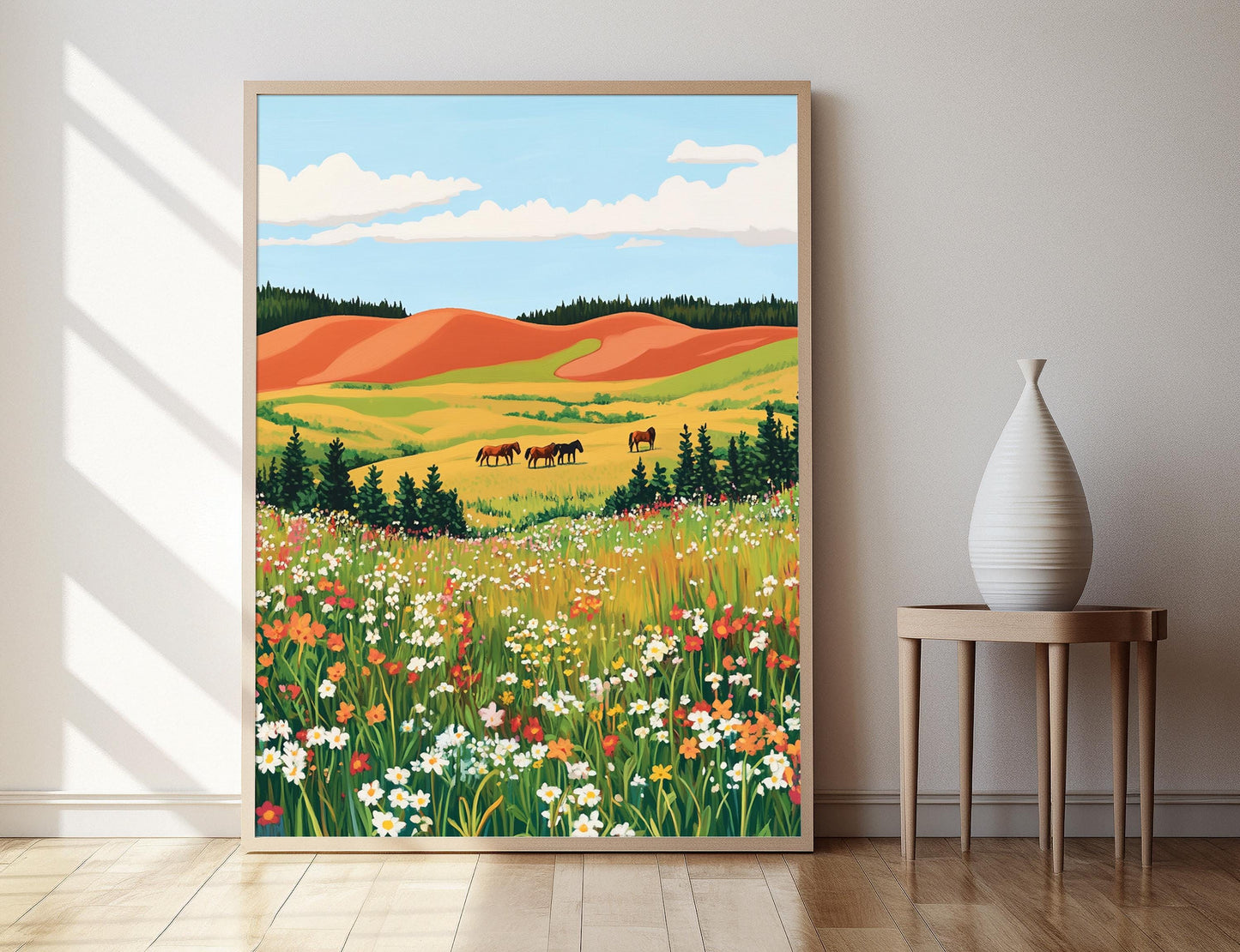 Affiche Îles-du-Prince-Édouard – Poster Fleurs sauvages et dunes de sable rouge