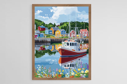 Affiche Lunenburg – Poster Scène de la ville de pêche en Nouvelle-Écosse