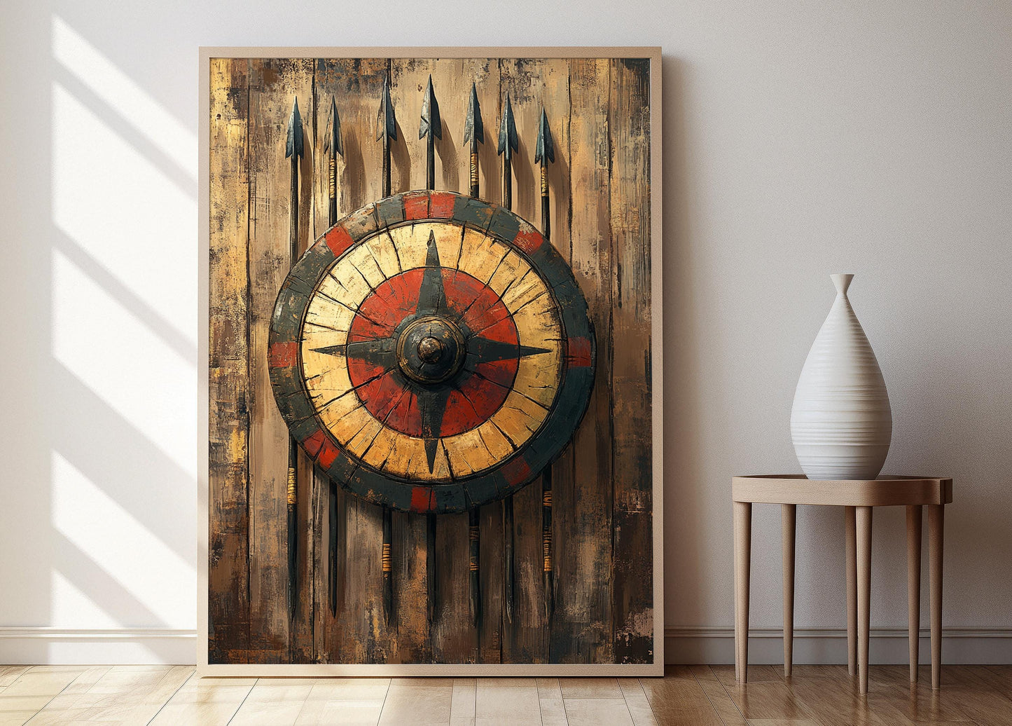 Affiche Bouclier Zoulou – Poster Art Traditionnelle d'Armes Sud-Africaines