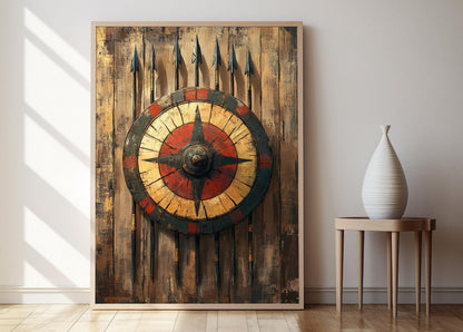 Affiche Bouclier Zoulou – Poster Art Traditionnelle d'Armes Sud-Africaines