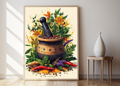 Affiche Mortier et Pilon Ghanéen – Art Africain pour Cuisine