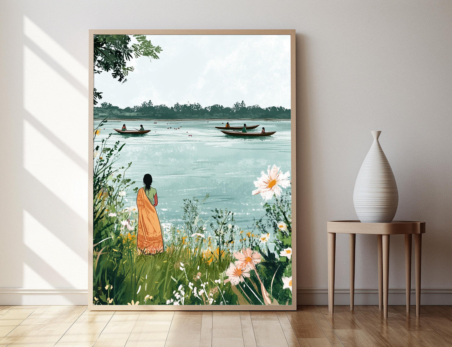 Affiche Padma – Impression artistique de bateaux de pêche au coucher de soleil