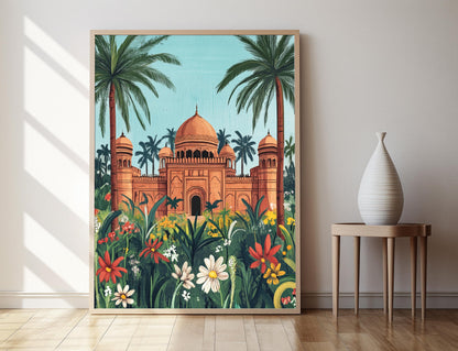 Affiche Lalbagh Fort – Poster Art Mughal de Dhaka avec Jardins