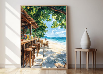 Affiche Nacpan Beach Bar – Poster Décor Tropical Philippin